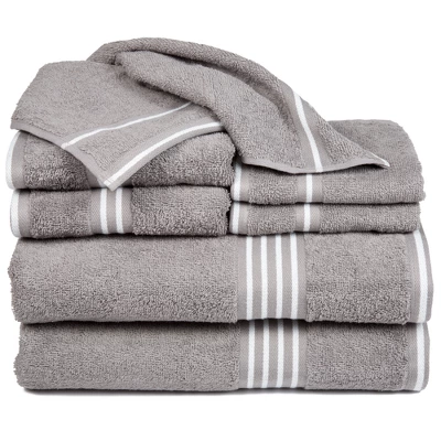 8pc Striped Bath Towel Set - Yorkshire Home - Image 6
