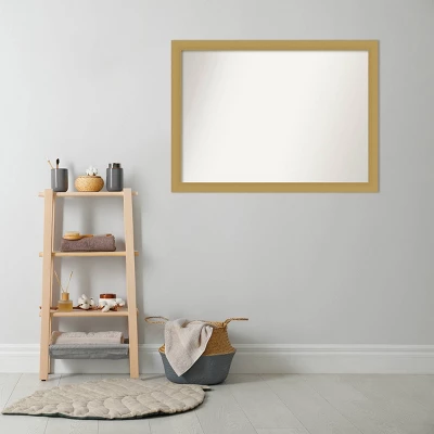42" X 31" Non-Beveled Grace Bathroom Wall Mirror Brushed Gold - Amanti Art - Image 7