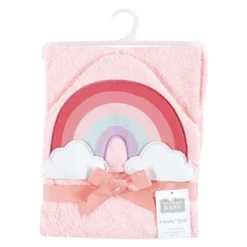 Hudson Baby Unisex Baby Cotton Animal Face Hooded Towel, Rainbow, One Size