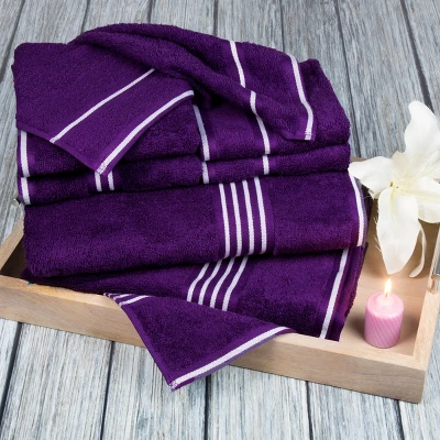 8pc Striped Bath Towel Set - Yorkshire Home - Image 9