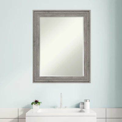 Amanti Art Regis Barnwood Grey Petite Bevel Wood Bathroom Wall Mirror 28.5 X 22.5 In. - Image 5