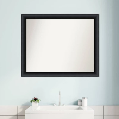 32" X 26" Non-Beveled Nero Wood Bathroom Wall Mirror Black - Amanti Art - Image 6