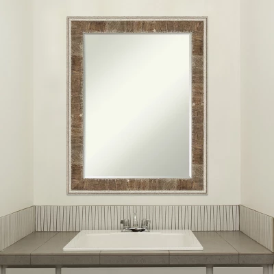 Amanti Art Farmhouse Brown Narrow Petite Bevel Wood Bathroom Wall Mirror 28.75 X 22.75 In. - Image 5