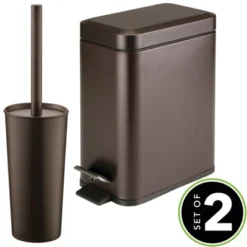 MDesign Toilet Brush Holder And Step Trash Can