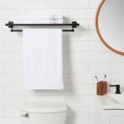 Modern Towel Rack Black - Thresholdâ˘