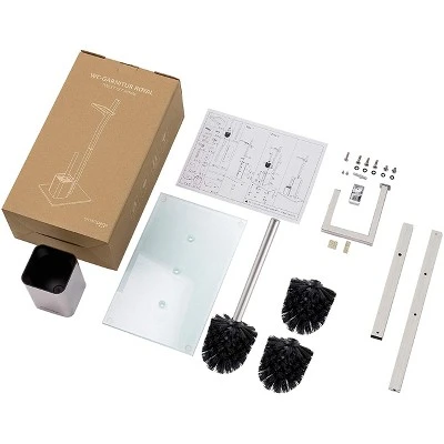 Smartpeas WC Set Plus: 1+2 Replacement Toilet Brush Heads, Brushed Chrome - Image 2