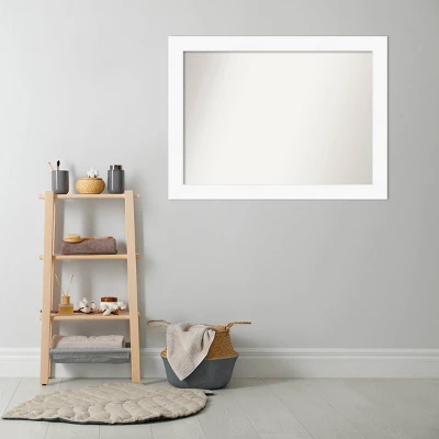 44" X 33" Non-Beveled Cabinet Bathroom Wall Mirror White - Amanti Art - Image 7