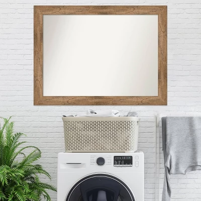 44" X 33" Non-Beveled Owl Wood Bathroom Wall Mirror Brown - Amanti Art - Image 8