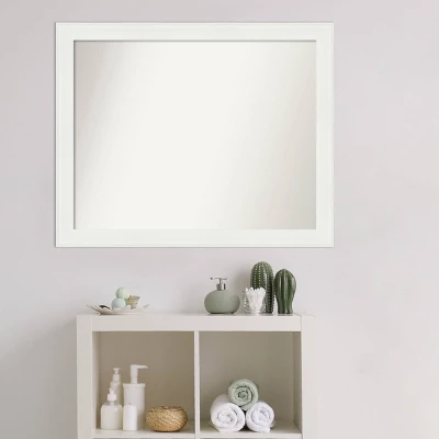 32" X 26" Non-Beveled Vanity White Narrow Bathroom Wall Mirror - Amanti Art - Image 6