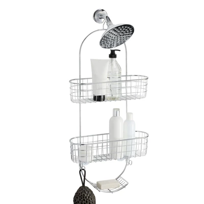 MDesign Steel Metal Curved Bathroom/Shower 2-Tier Caddy With Baskets - Image 9
