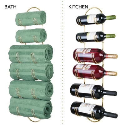 MDesign Metal Wall Mount Bath Towel Organizer Rack, 6 Shelves, 2 Pack - Image 5