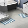 2pc Striped Washable Bathroom Rug Set Basin Blue/White - Garland Rug