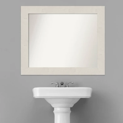 34" X 28" Non-Beveled Rustic Plank White Bathroom Wall Mirror - Amanti Art - Image 7