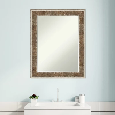 Amanti Art Farmhouse Brown Narrow Petite Bevel Wood Bathroom Wall Mirror 28.75 X 22.75 In. - Image 6