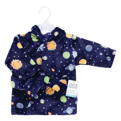 Hudson Baby Unisex Baby Plush Animal Face Bathrobe, Solar System, 0-9 Months