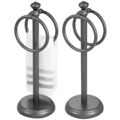 MDesign Metal Fingertip Towel Holder For Bath Vanity Countertop, 2 Pack