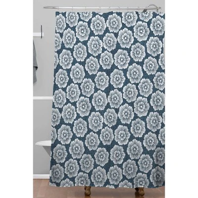 Schatzi Brown Lucy Floral Night Shower Curtain Blue - Deny Designs