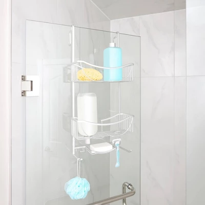 3 Tier Venus Rust Proof Aluminum Tier Over The Door Shower Door Caddy Gray - Better Living Products - Image 4
