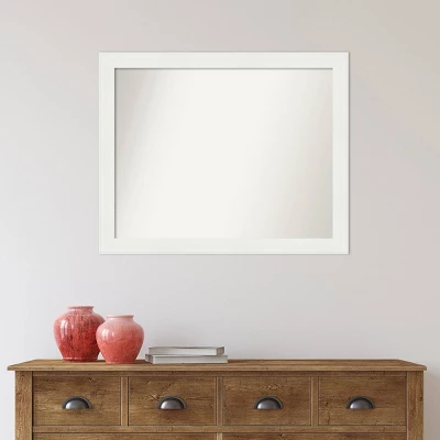32" X 26" Non-Beveled Vanity White Narrow Bathroom Wall Mirror - Amanti Art - Image 5
