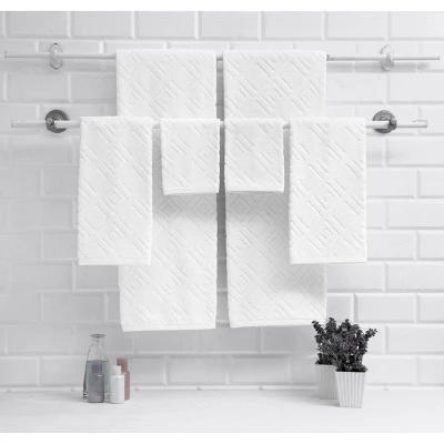 6pc LaRue Turkish Cotton Bath Towel Set White - Makroteks - Image 2