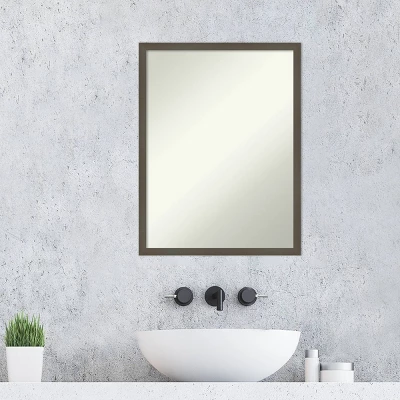 20" X 26" Non-Beveled Svelte Clay Gray Wood Bathroom Wall Mirror - Amanti Art - Image 6