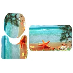 Unique Bargains Bathroom Washable Non-slip Cotton Toilet Seat Covers 28.3" X 17.5" X 0.3" Green 3 Pcs