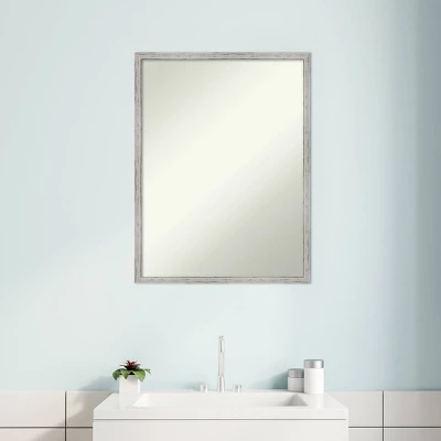 19" X 25" Non-Beveled Shiplap White Narrow Wood Bathroom Wall Mirror - Amanti Art - Image 7