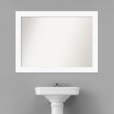 44" X 33" Non-Beveled Cabinet Bathroom Wall Mirror White - Amanti Art - Image 8