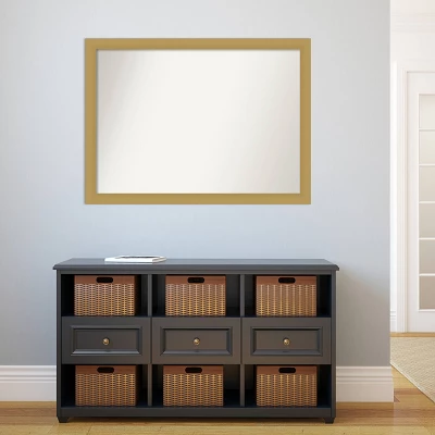 42" X 31" Non-Beveled Grace Bathroom Wall Mirror Brushed Gold - Amanti Art - Image 4