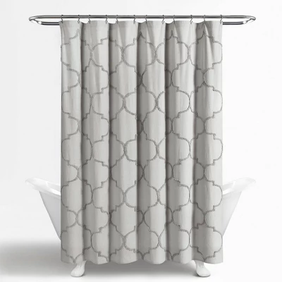 Avon Chenille Trellis Shower Curtain Light Gray - Lush Décor