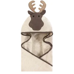 Hudson Baby Infant Cotton Animal Face Hooded Towel, Modern Moose, One Size