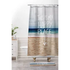 Happy Place Beach Shower Curtain Blue - Deny Designs