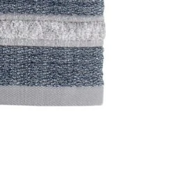 Cubes Stripe Bath Towel With 5" Band Hem 27in X 50in Navy By Saturday Knight Ltd