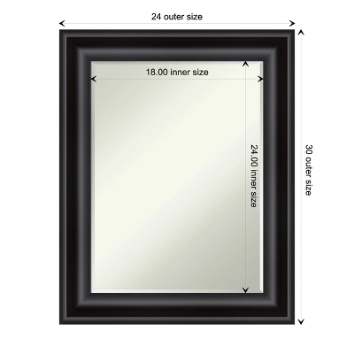 Amanti Art Grand Black Petite Bevel Bathroom Wall Mirror 29.75 X 23.75 In. - Image 3