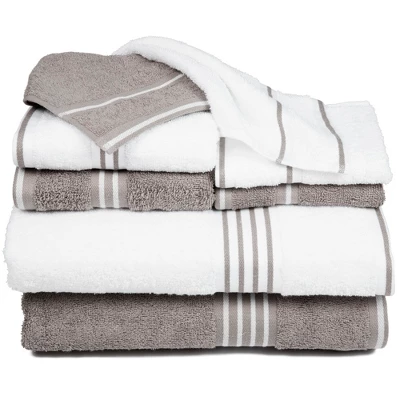8pc Striped Bath Towel Set - Yorkshire Home - Image 12