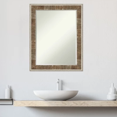 Amanti Art Farmhouse Brown Narrow Petite Bevel Wood Bathroom Wall Mirror 28.75 X 22.75 In. - Image 9