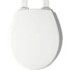 Kendall Never Loosens Round Enameled Wood Toilet Seat With Easy Clean And Slow Close Hinge White - Mayfair By Bemis