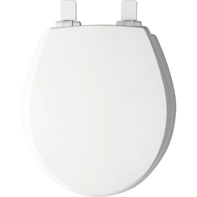 Kendall Never Loosens Round Enameled Wood Toilet Seat With Easy Clean And Slow Close Hinge White - Mayfair By Bemis