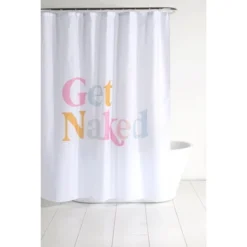 Shiraleah "Get Naked" White Shower Curtain