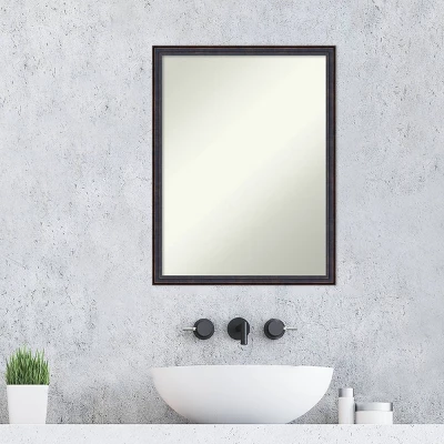 20" X 26" Non-Beveled Scoop Wood Bathroom Wall Mirror Dark Bronze - Amanti Art - Image 6