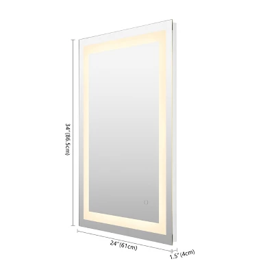 Remy Rectangular Frameless Anti-Fog Aluminum Front-lit Tri-color LED Bathroom Vanity Mirror With Smart Touch Control - JONATHAN Y - Image 9