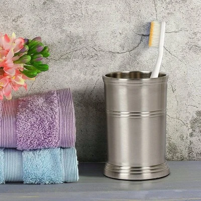 Dual Ridge Metal Toothbrush Holder - Nu Steel - Image 2