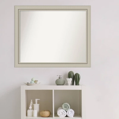 32" X 26" Non-Beveled Romano Silver Narrow Wood Bathroom Wall Mirror - Amanti Art - Image 4
