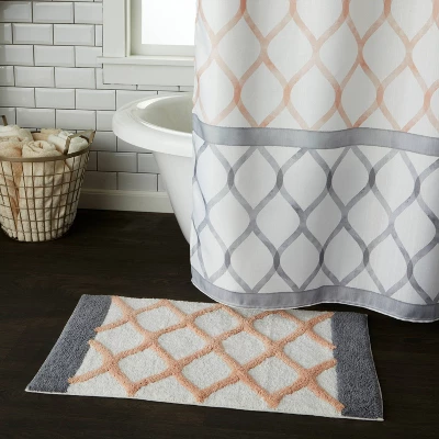 Dancing Lattice Bath Rug Gray/Blush - SKL Home