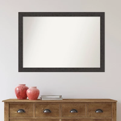 40" X 28" Non-Beveled Rustic Plank Espresso Narrow Bathroom Wall Mirror - Amanti Art - Image 5