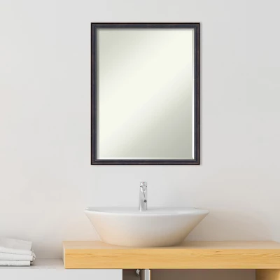 Amanti Art Dark Bronze Scoop Petite Bevel Wood Bathroom Wall Mirror 25.5 X 19.5 In. - Image 4