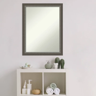 21" X 27" Non-Beveled Domus Wood Bathroom Wall Mirror Dark Silver - Amanti Art - Image 5