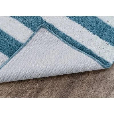 2pc Striped Washable Bathroom Rug Set Basin Blue/White - Garland Rug - Image 5