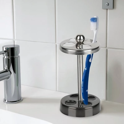 Triune Tone Metal Toothbrush Holder - Nu Steel - Image 3