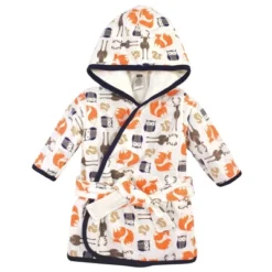 Hudson Baby Infant Girl Cotton Rich Bathrobe, Boy Forest, 0-9M